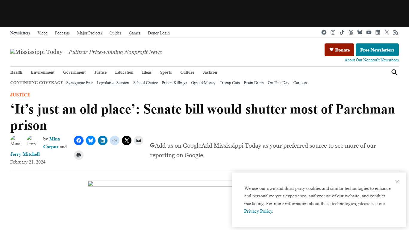 Senate bill would shutter most of Parchman prison - Mississippi Today